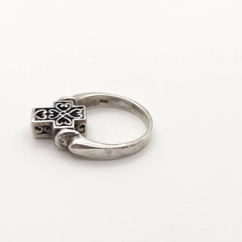 Sterling Silver 925 Reversible Spinning Cross Ring‎ Filigree Sz 5.75